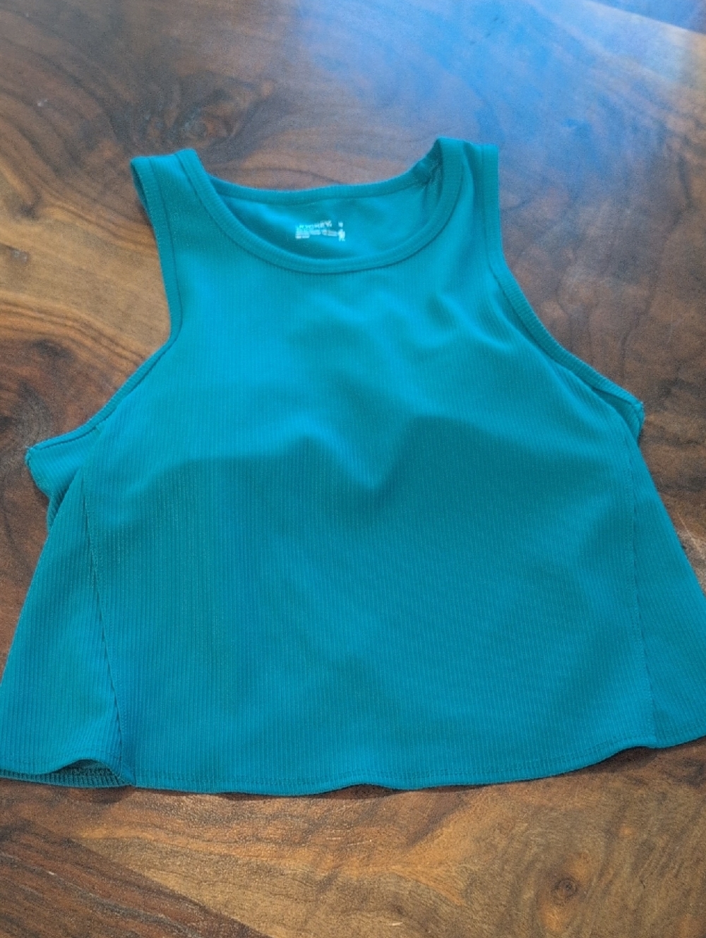 Jockey Teal Ribbed Crop Tank Top